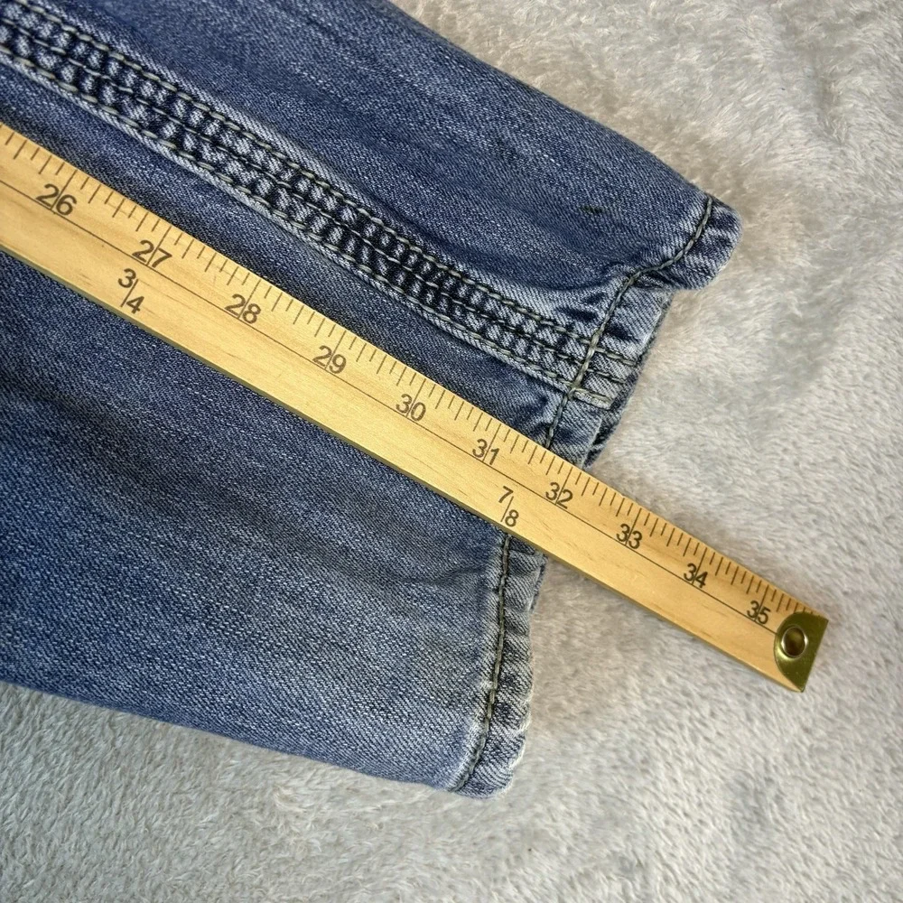 BKE Jeans Bootleg Carter Mens 29L Blue Jeans Stretch Denim Whiskers